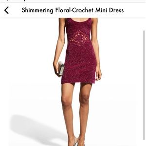 Area Shimmering Floral-Crochet Mini Dress